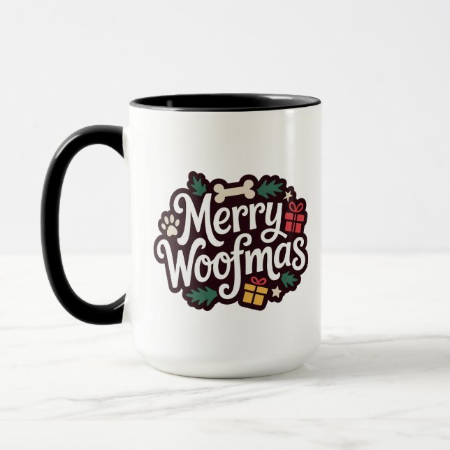 Taza de Navidad para Amantes de Perros Feliz Navi- (Izquierda)
