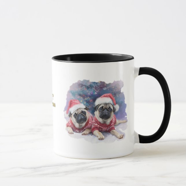 Taza de Navidad para Amantes de Perros/Pug (Derecha)