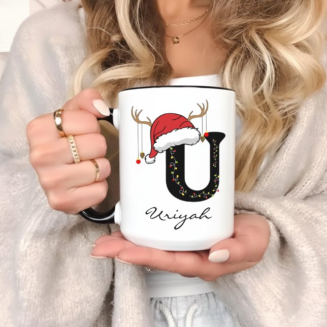 Taza de Navidad Personalizada para Mamá, Abuela o  (monogram coffee mug, holiday monogram mug, personalized family mug, custom Christmas gift for women,)