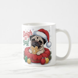 Taza de Navidad Pug – Trineo Todo el Día Café de V