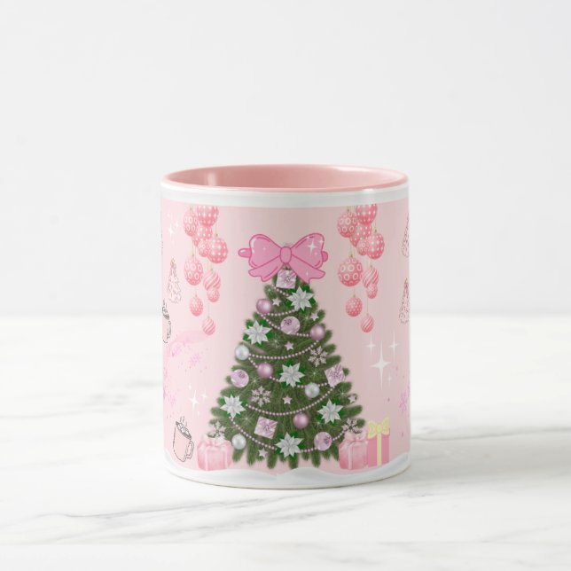 Taza de Navidad rosa soñadora / Chica suave✨ (Centro)