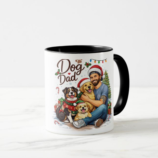 Taza de Navidad Santa Paws Dog Dad – Co Divertida  (Anverso derecho)
