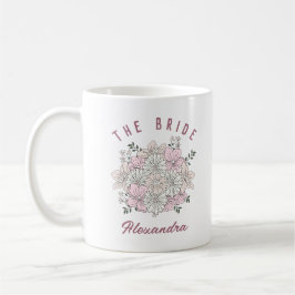 Taza de Novia con Nombre Personalizado Flor Rosa B