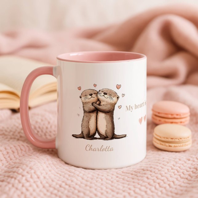 Taza de nutria personalizada Mi corazón es tuyo (Subido por el creador)