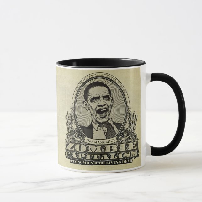 Taza de Obamanomics del capitalismo del zombi (Derecha)