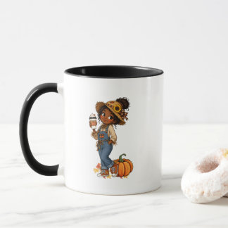 Taza de Otoño con Niña Espantapájaros Adorable