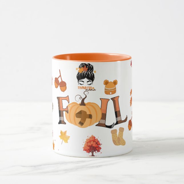 Taza de otoño de Mamá Agradecida – Calabaza y Hoja (Centro)