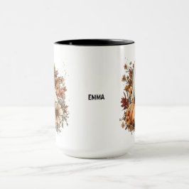 Taza de otoño personalizada con fantasma y gato ne
