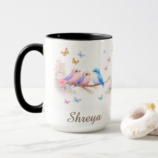 Taza de pájaro floral | Regalo estético de maripos