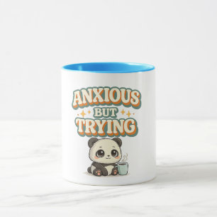 Taza de Panda Divertido Ansioso Pero Intentándolo,