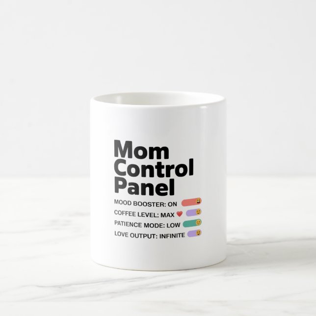 Taza de Panel de Control de Mamá | Café divertido  (Centro)