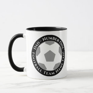 Taza de Papá de Fútbol Blanco y Negro