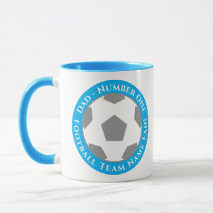 Taza de Papá de Fútbol Divertida y Fresca Azul Cla