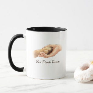 Taza de pata de perro y mano - Mejores amigos para