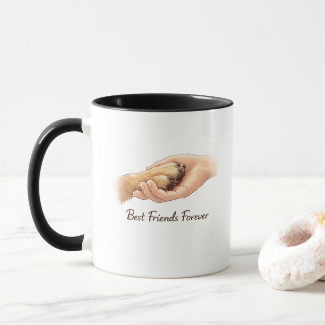 Taza de pata de perro y mano - Mejores amigos para (Con donut)