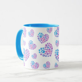 Taza de patas coloridas en corazones