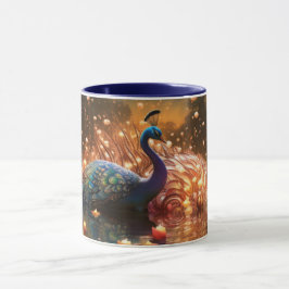 Taza de pavo real con monograma personalizado impr