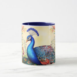 Taza de pavo real con monograma personalizado impr