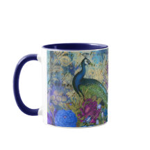 Taza de pavo real con monograma personalizado impr