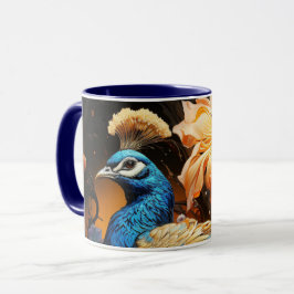Taza de pavo real con monograma personalizado impr