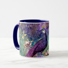 Taza de pavo real con monograma personalizado impr