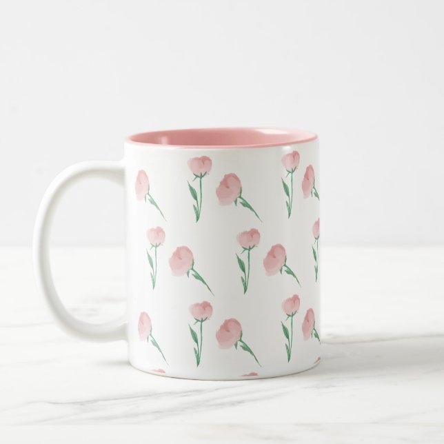 Taza de peonía bonita y elegante regalo para mamá (Izquierda)