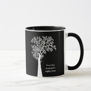 Taza De pequeñas semillas crecen poderosos árboles, un