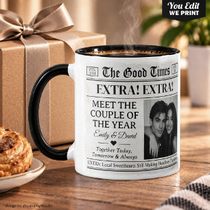 Taza de periódico para parejas personalizada, dulc