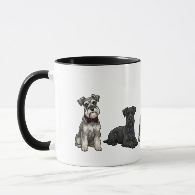 Taza de perro con corbata de lazo de Schnauzer min (Izquierda)