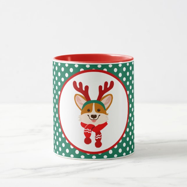 Taza de perro Corgi Feliz Navidad (Centro)