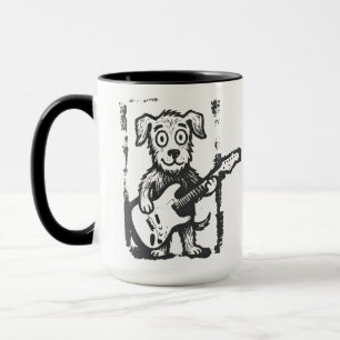 Taza de perro estrella de rock, taza de café vinta