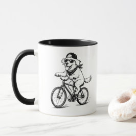 Taza de perro genial montando bicicleta