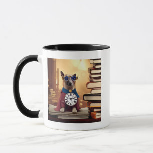 Taza de perro superhéroe de IA Steampunk