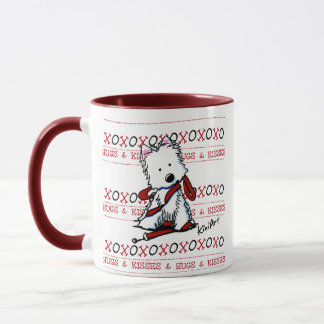 Taza de perro Westie con besos y abrazos