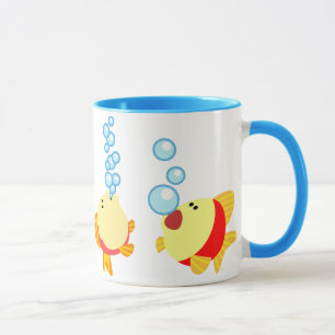 Taza de pez de dibujos animados burbujeantes lindo