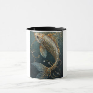 Taza de pez koi dorado - Cerámica mística japonesa
