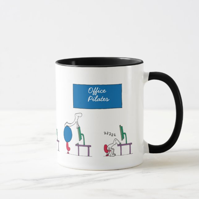 Taza de Pilates de la oficina, blanca (Derecha)