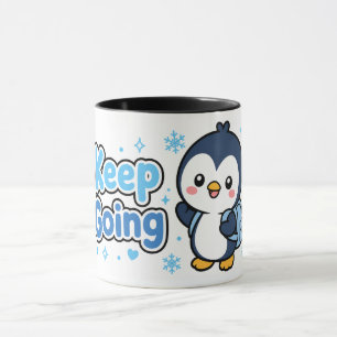 Taza de pingüino Kawaii Sigue Adelante