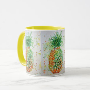 Taza de pintura de acuarela de piña