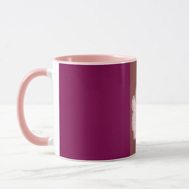 taza de pintura de flor rosa (Izquierda)