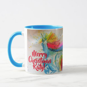 Taza de pintura de Navidad en acuarela de Unicorni