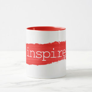 Taza de pintura roja con texto INSPIRE