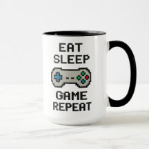 Taza de Pixel Art para Jugadores - Come Duerme Jue