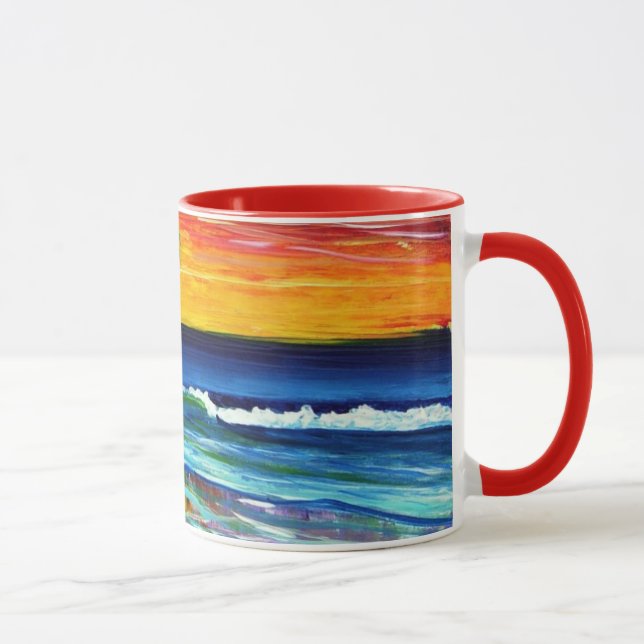 Taza de playa al atardecer del arte de Suzanne (Derecha)