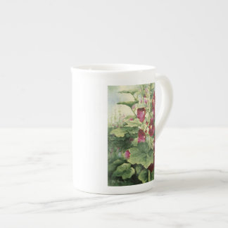 Taza De Porcelana 0536 Hollyhocks de Borgoña