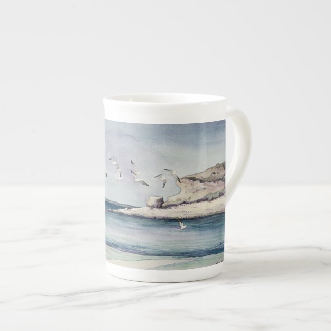 Taza De Porcelana 1774 gaviotas en la playa de Sandy (Derecha)