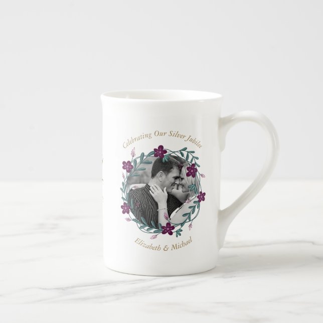 Taza De Porcelana 2 x Aniversario del Boda fotográfico CUALQUIER AÑO (Derecha)