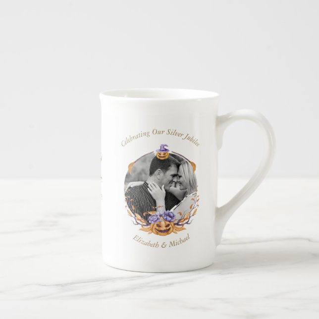 Taza De Porcelana 2 x Aniversario del Boda fotográfico CUALQUIER AÑO (Derecha)