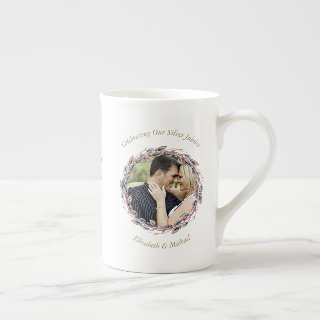 Taza De Porcelana 2 x Aniversario del Boda fotográfico CUALQUIER AÑO (Derecha)