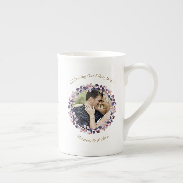 Taza De Porcelana 2 x Aniversario del Boda fotográfico CUALQUIER AÑO (Derecha)
